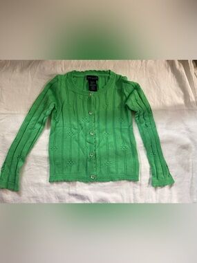 Cynthia Rowley Bright Green Knit Button Cardigan